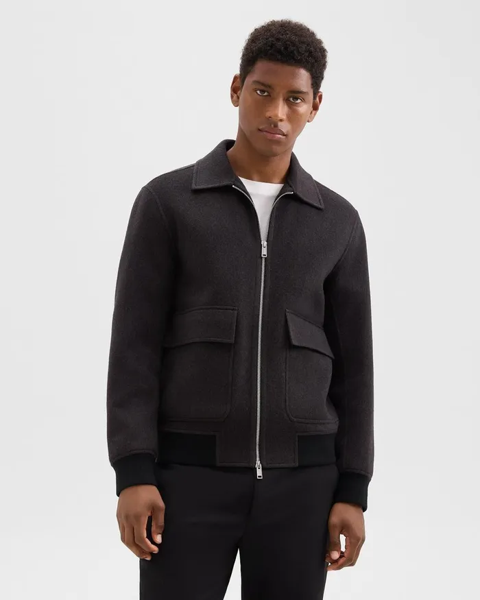 Men Outerwear Theory Sean Jacket In DoubleFace WoolCashmere Hickory Melange