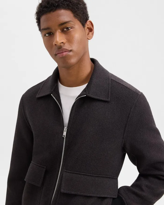 Men Outerwear Theory Sean Jacket In DoubleFace WoolCashmere Hickory Melange