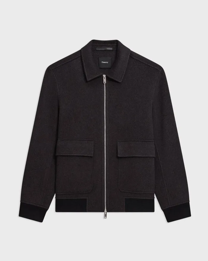 Men Outerwear Theory Sean Jacket In DoubleFace WoolCashmere Hickory Melange