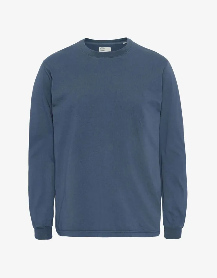 Men Oversized Organic LS TShirt Petrol Blue Colorful Standard TShirts