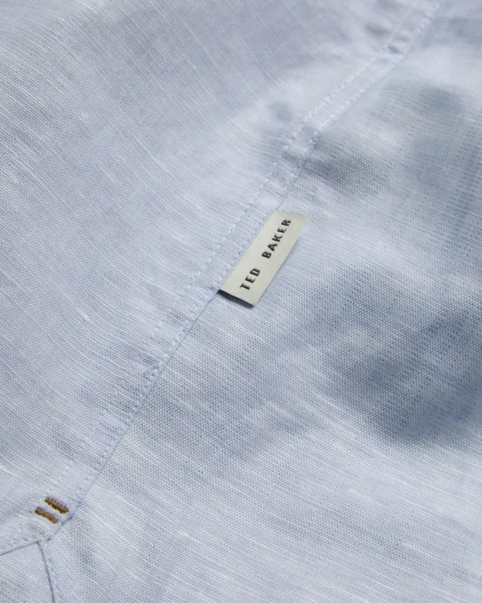 Men PALOMAS 8211 Short Sleeve Linen Cotton Shirt Blue Ted Baker Shirts Men PALOMAS 8211 Short Sleeve Linen Cotton Shirt Blue Ted Baker Shirts