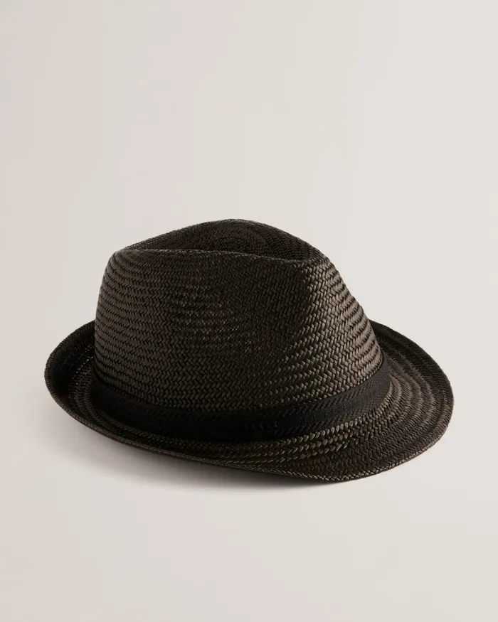 Men PANNS 8211 Straw Trilby Hat With Webbing Trim Black Ted Baker Swimwear and Beachwear Men PANNS 8211 Straw Trilby Hat With Webbing Trim Black Ted Baker Swimwear and Beachwear