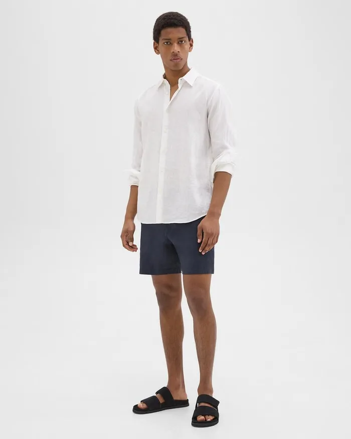 Men Pants Theory Curtis 7quot Drawstring Short In Good Linen Space
