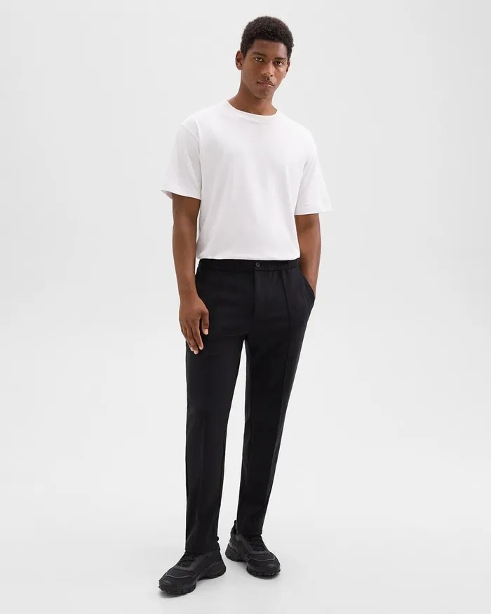 Men Pants Theory Curtis Drawstring Pant In Precision Ponte Black