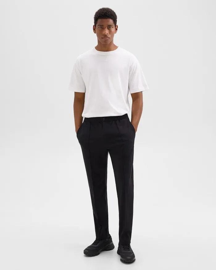 Men Pants Theory Curtis Drawstring Pant In Precision Ponte Black