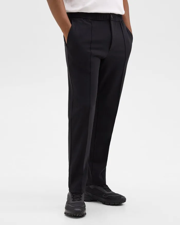 Men Pants Theory Curtis Drawstring Pant In Precision Ponte Black