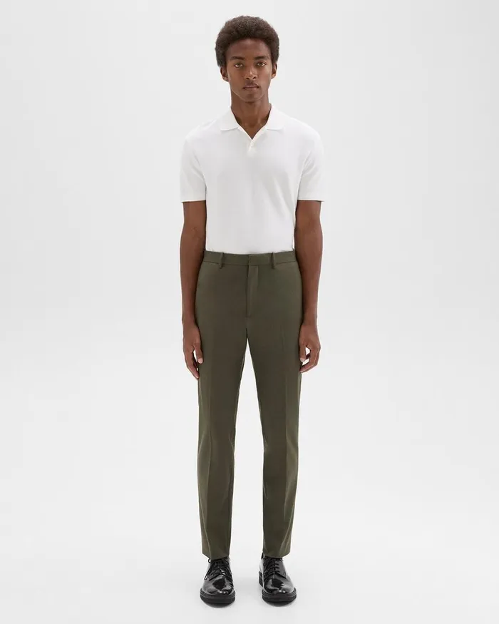 Men Pants Theory Zaine Pant In Stretch Cotton Dark Olive