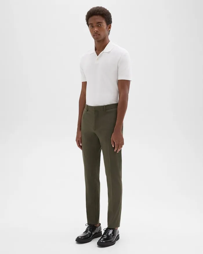 Men Pants Theory Zaine Pant In Stretch Cotton Dark Olive