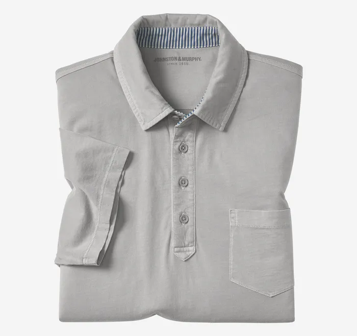 Men Polos and Tees Johnston and Murphy Garment Dyed Polo Gray