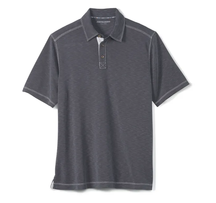 Men Polos and Tees Johnston and Murphy Vintage Slub Polo Charcoal