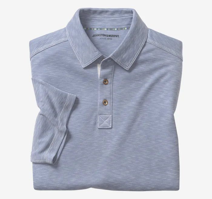 Men Polos and Tees Johnston and Murphy Vintage Slub Polo Dusty Blue