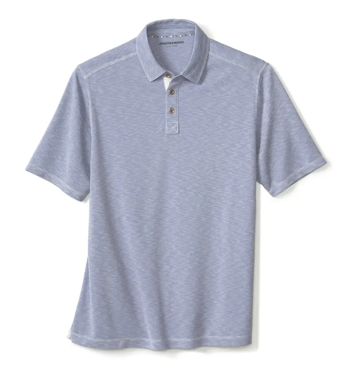 Men Polos and Tees Johnston and Murphy Vintage Slub Polo Dusty Blue