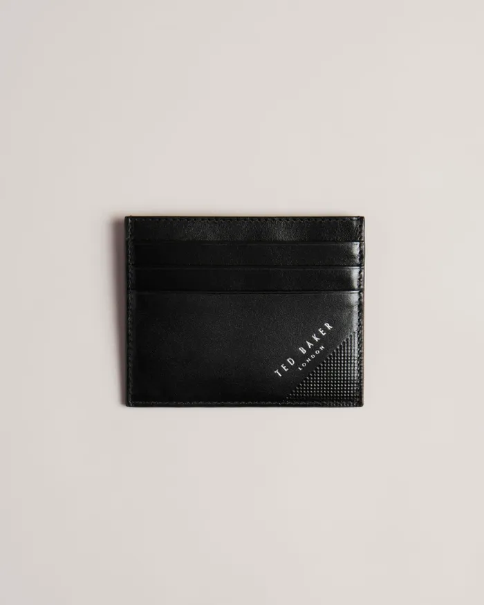 Men RAFFLE 8211 Embossed Corner Leather Card Holder Black Ted Baker Wallets and Cardholders
