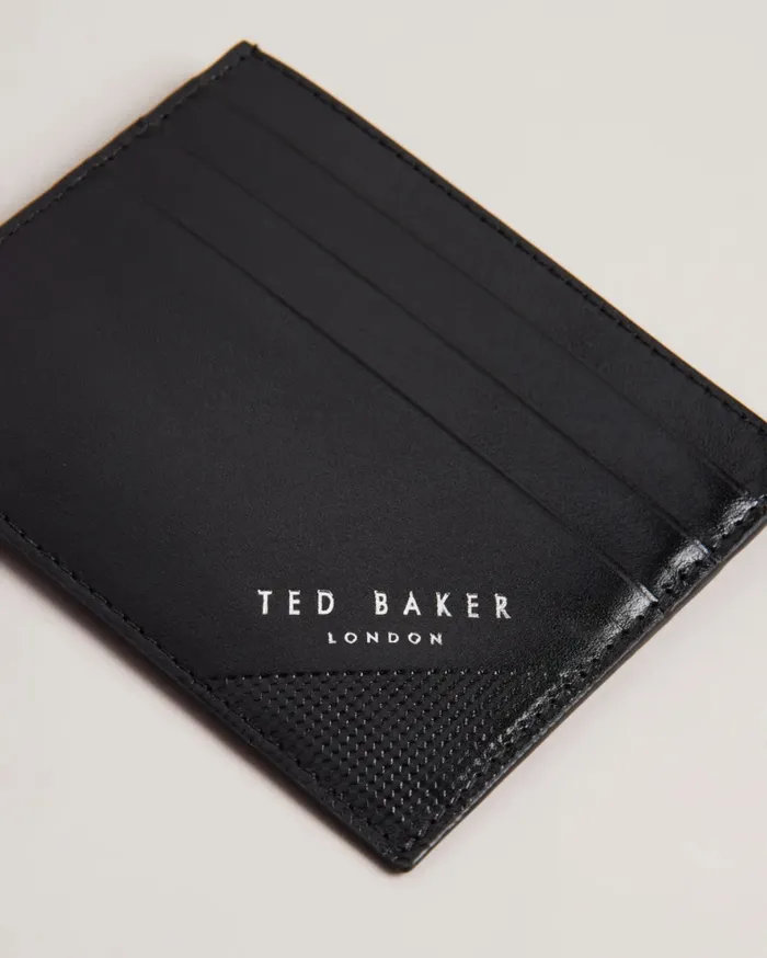 Men RAFFLE 8211 Embossed Corner Leather Card Holder Black Ted Baker Wallets and Cardholders