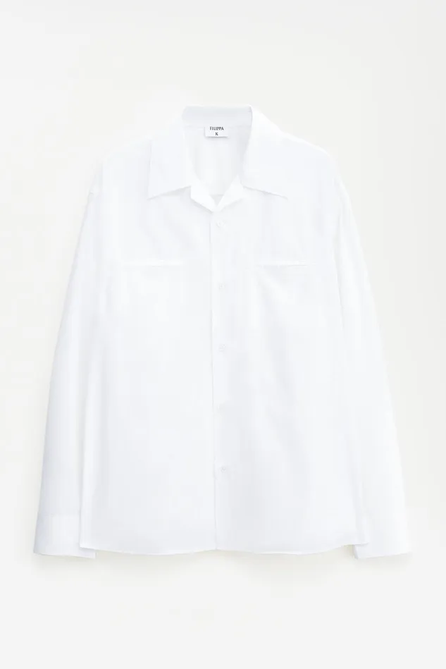 Men Relaxed Cotton Resort Shirt White Filippa K Shirts