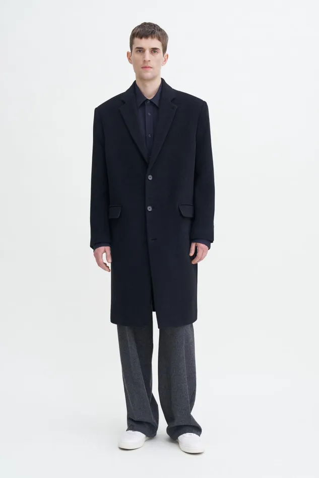 Men Relaxed Wool Coat Black Filippa K Outerwear
