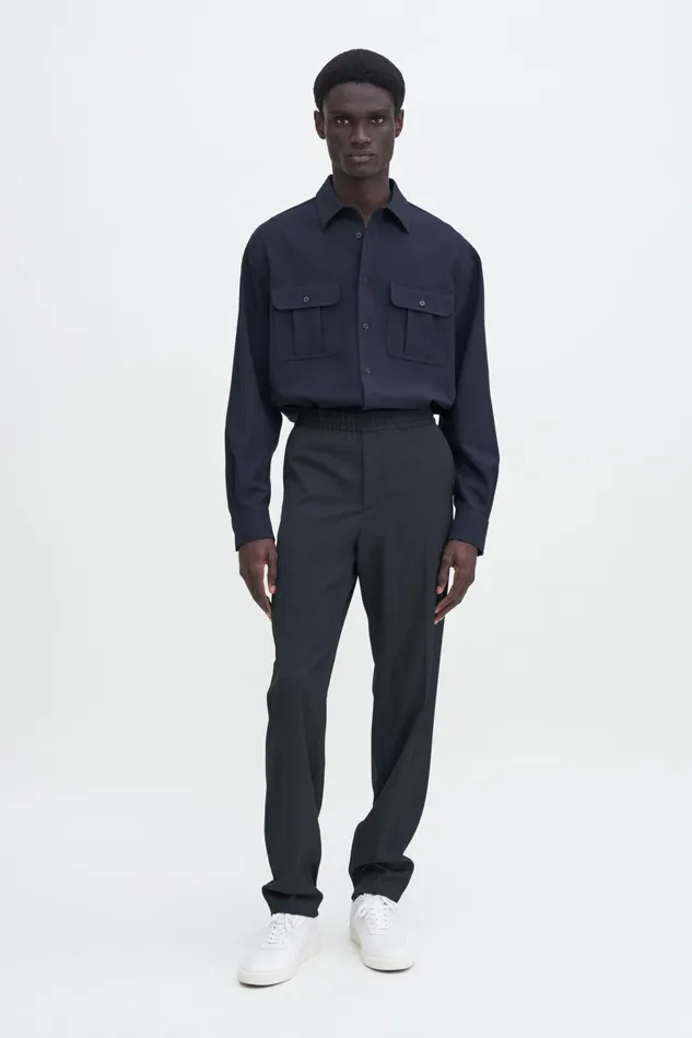 Men Relaxed Wool Trousers Anthracite Filippa K Trousers
