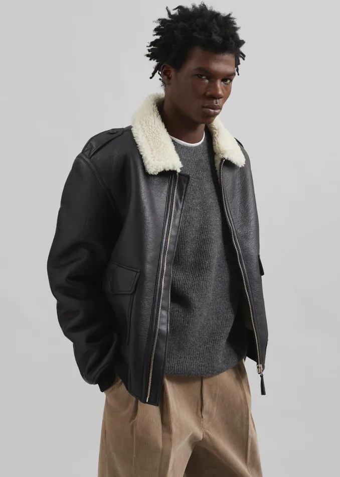 Men Richter Shearling Jacket 8211 Black The Frankie Shop Outerwear