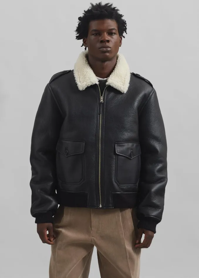 Men Richter Shearling Jacket 8211 Black The Frankie Shop Outerwear