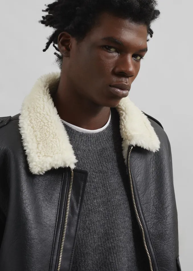 Men Richter Shearling Jacket 8211 Black The Frankie Shop Outerwear