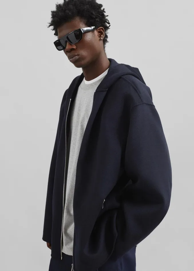 Men Rye Hooded Wool Jacket 8211 Navy The Frankie Shop Outerwear
