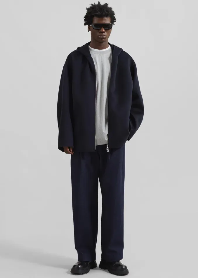 Men Rye Hooded Wool Jacket 8211 Navy The Frankie Shop Outerwear