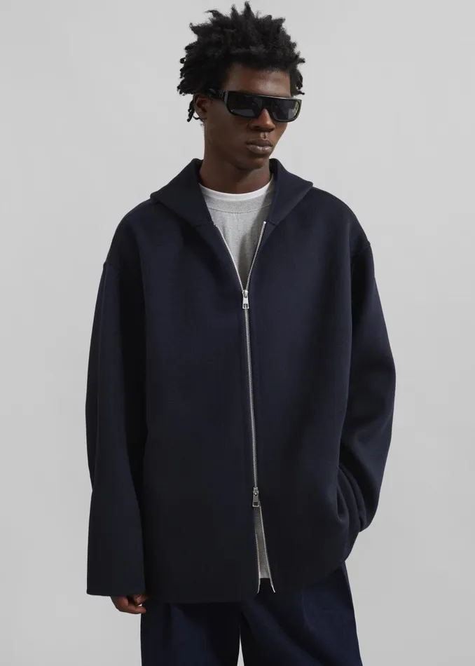 Men Rye Hooded Wool Jacket 8211 Navy The Frankie Shop Outerwear