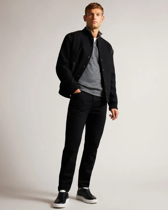 Men SANOT 8211 Long Sleeve Funnel Neck Jumper Greymarl Ted Baker Tops