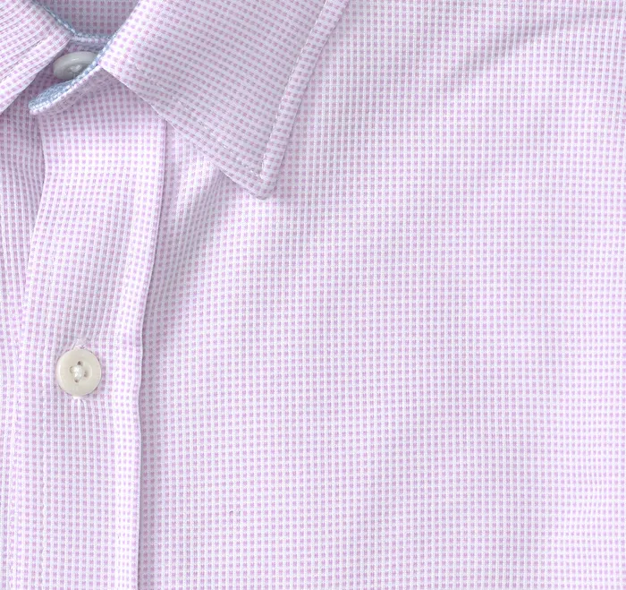Men Shirts Johnston and Murphy XC Flex Stretch LongSleeve Shirt Pink Pin Check