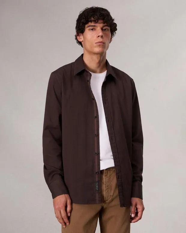 Men Shirts Rag and Bone Tomlin CottonBlend Shirt Dark Chocolate