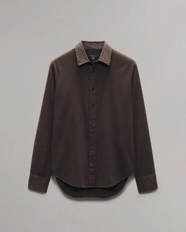 Men Shirts Rag and Bone Tomlin CottonBlend Shirt Dark Chocolate