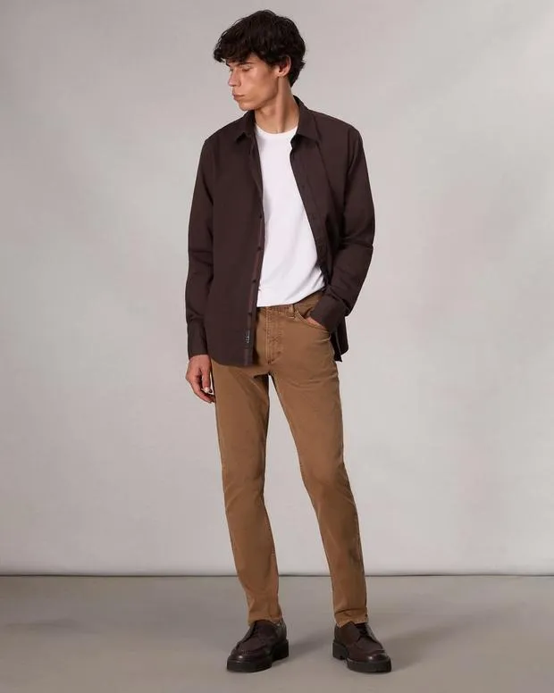 Men Shirts Rag and Bone Tomlin CottonBlend Shirt Dark Chocolate