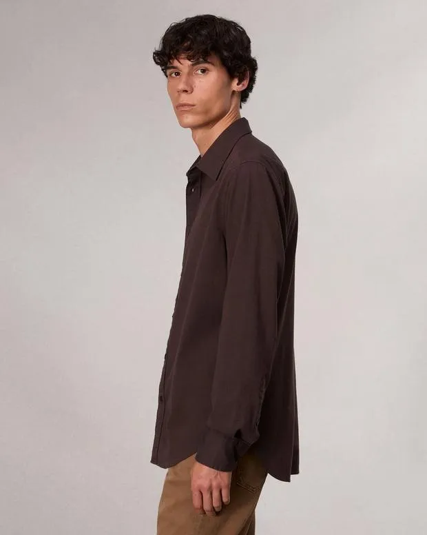 Men Shirts Rag and Bone Tomlin CottonBlend Shirt Dark Chocolate