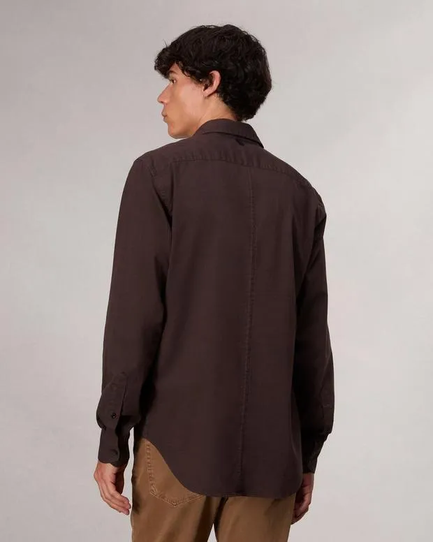 Men Shirts Rag and Bone Tomlin CottonBlend Shirt Dark Chocolate