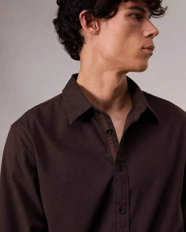 Men Shirts Rag and Bone Tomlin CottonBlend Shirt Dark Chocolate