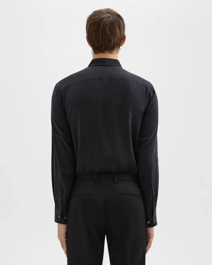 Men Shirts Theory Military Shirt In Fluid Twill Black
