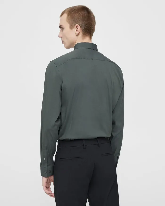 Men Shirts Theory Sylvain Shirt In Good Cotton Dark Olive