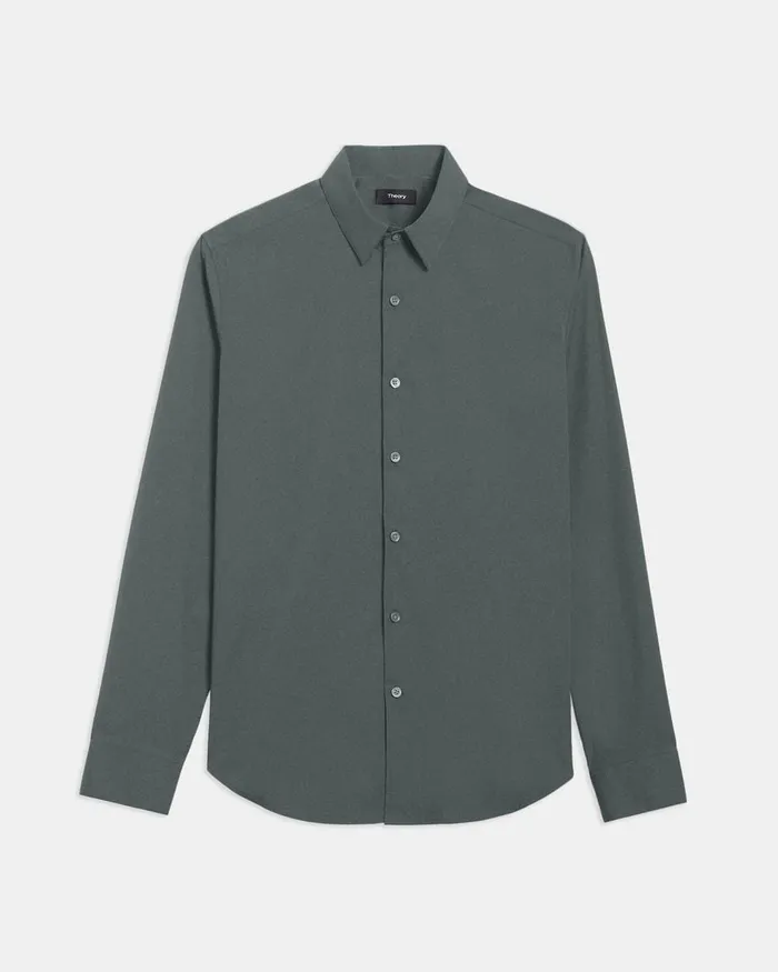 Men Shirts Theory Sylvain Shirt In Good Cotton Dark Olive
