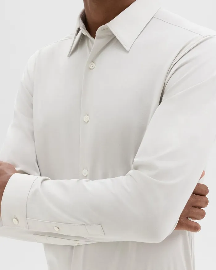 Men Shirts Theory Sylvain Shirt In Structure Knit Limestone