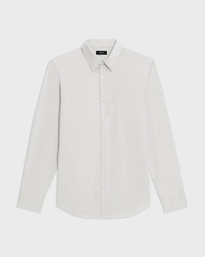 Men Shirts Theory Sylvain Shirt In Structure Knit Limestone