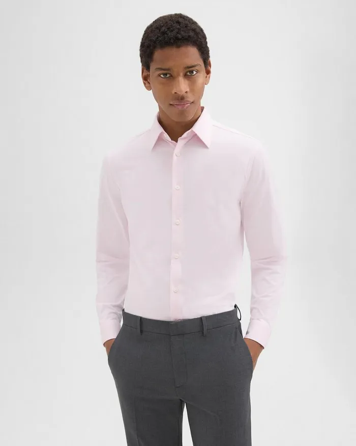 Men Shirts Theory Sylvain Shirt In Structure Knit Pale Pink