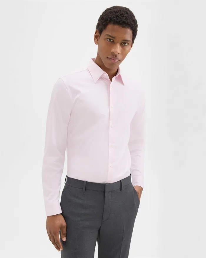 Men Shirts Theory Sylvain Shirt In Structure Knit Pale Pink