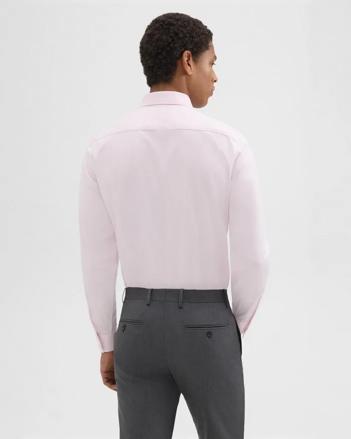 Men Shirts Theory Sylvain Shirt In Structure Knit Pale Pink