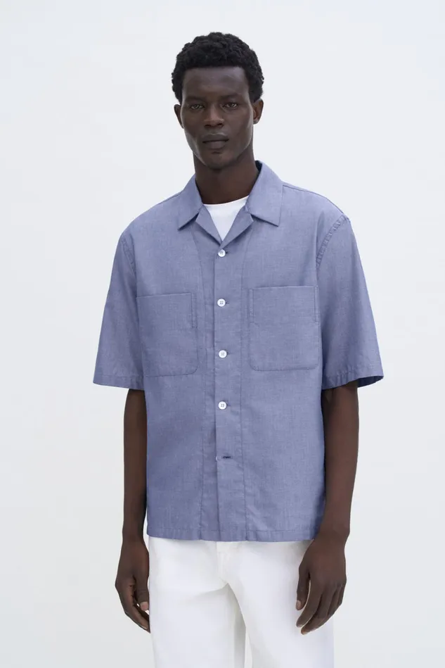 Men Short Sleeve Resort Shirt Ink Blue Filippa K Shirts