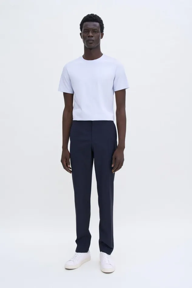 Men Slim Tapered Wool Trousers Dark Navy Filippa K Tailoring