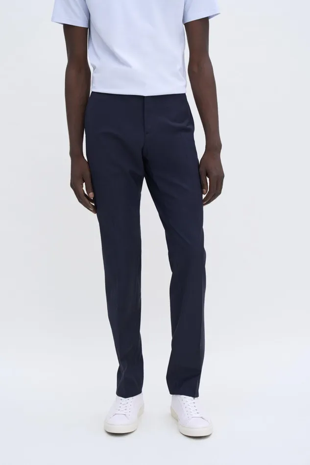Men Slim Tapered Wool Trousers Dark Navy Filippa K Tailoring