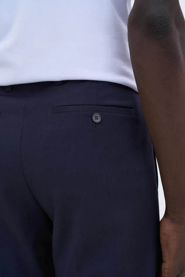 Men Slim Tapered Wool Trousers Dark Navy Filippa K Tailoring
