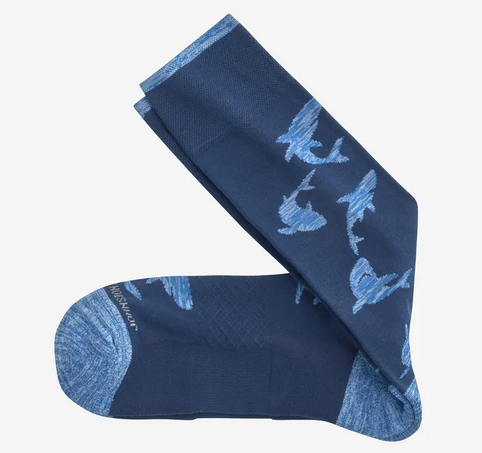 Men Socks Johnston and Murphy Space Dyed Socks Blue Shark