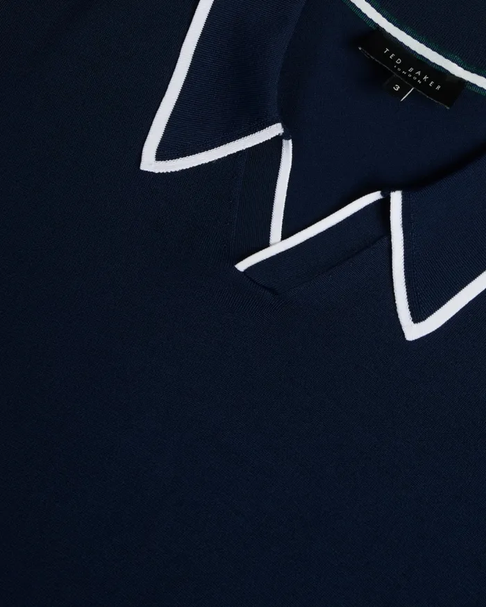 Men STORTFO 8211 Short Sleeve Rayon Polo Shirt Navy Ted Baker Jumpers and Knitwear