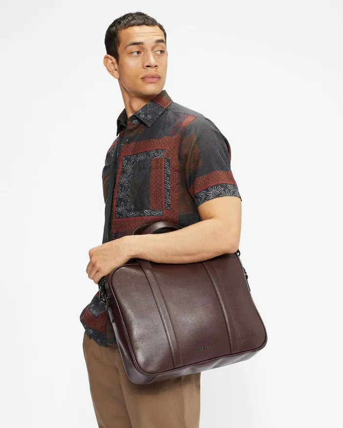 Men STRATH 8211 Saffiano Leather Document Bag Oxblood Ted Baker Document Bags
